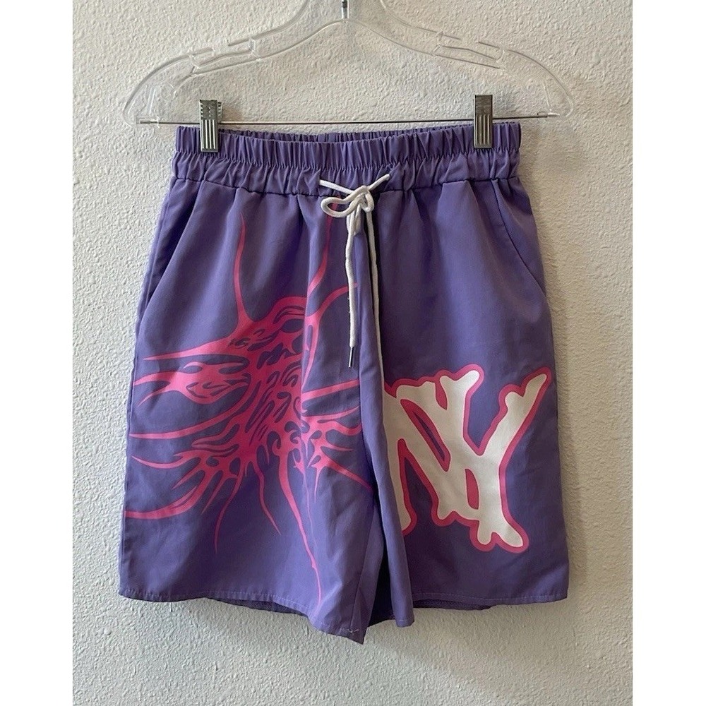 ROMWE‎ Prep Guys Pink, White & Blue Drawstring Shorts (S)